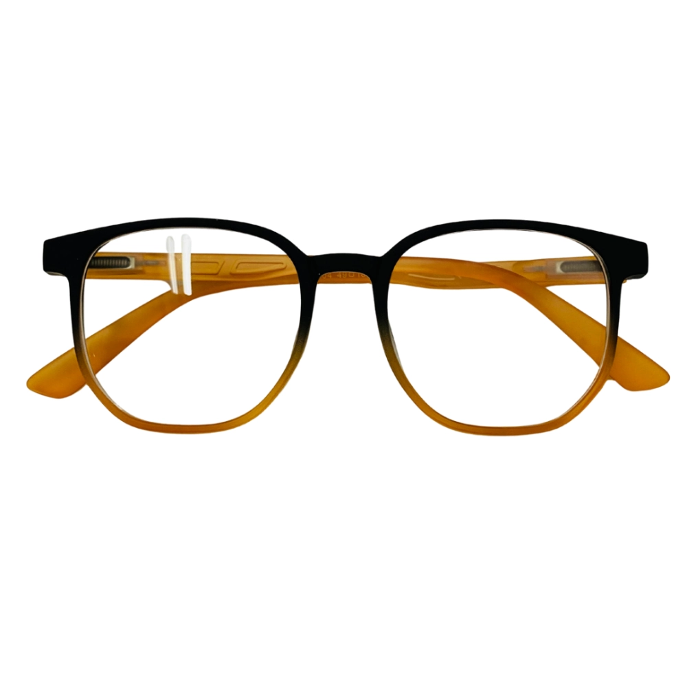 Black & Amber Gradient Square Eyeglasses