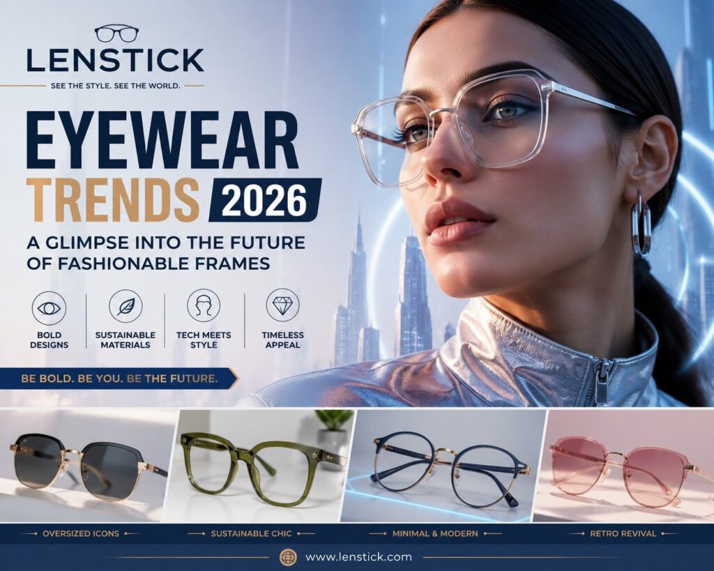 Eyewear Trends 2026 featuring stylish and fashionable glasses frames