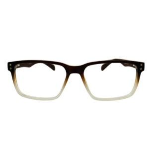 Brown Fade Transparent Rectangle Eyeglasses