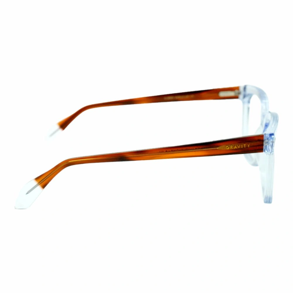 Transparent Blue Front & Brown Temple Eyeglasses - Image 3