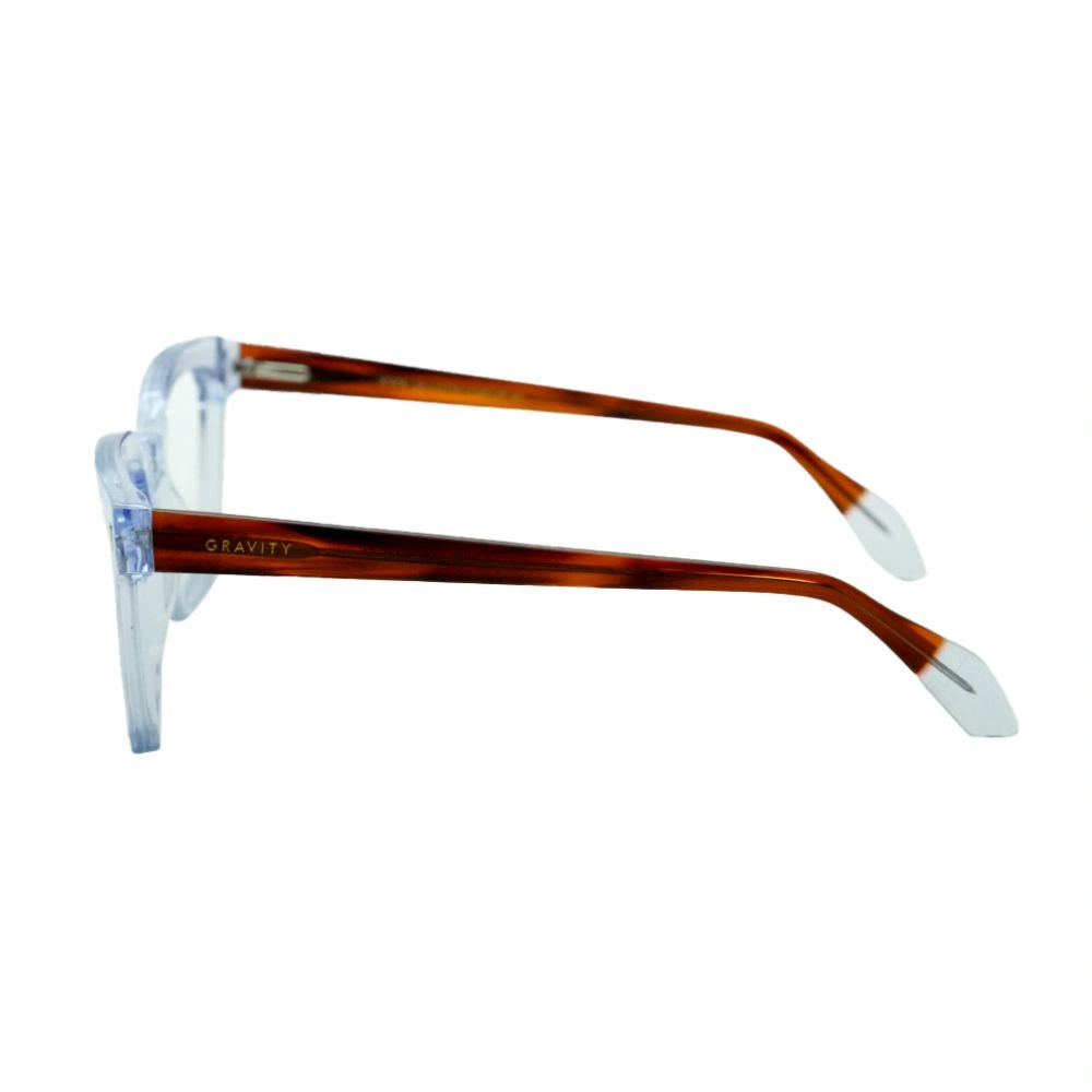 Transparent Blue Front & Brown Temple Eyeglasses - Image 4