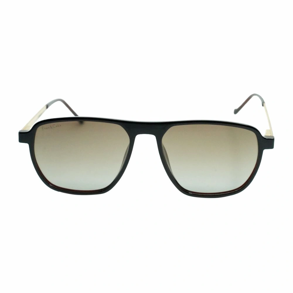 Black Aviator Polarized Sunglasses Brown Gradient with Box - Image 2