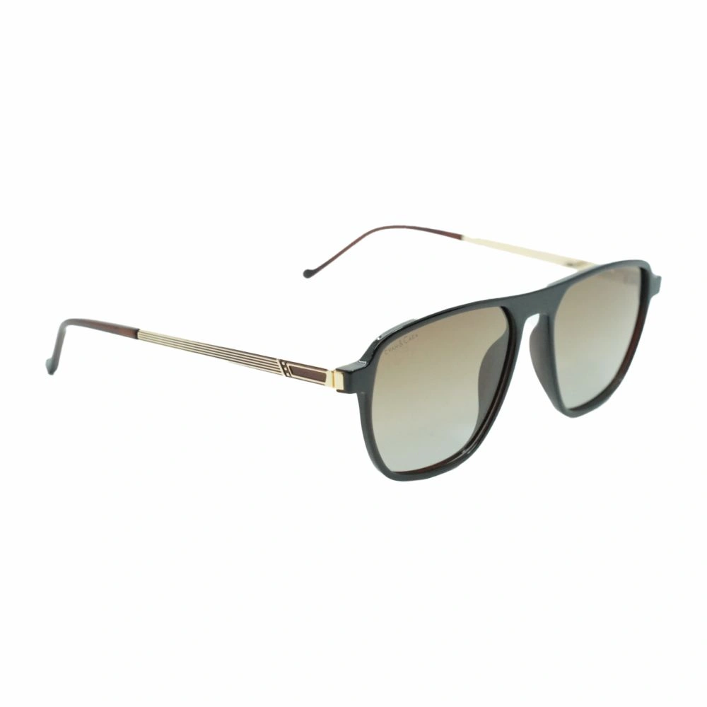Black Aviator Polarized Sunglasses Brown Gradient with Box - Image 3