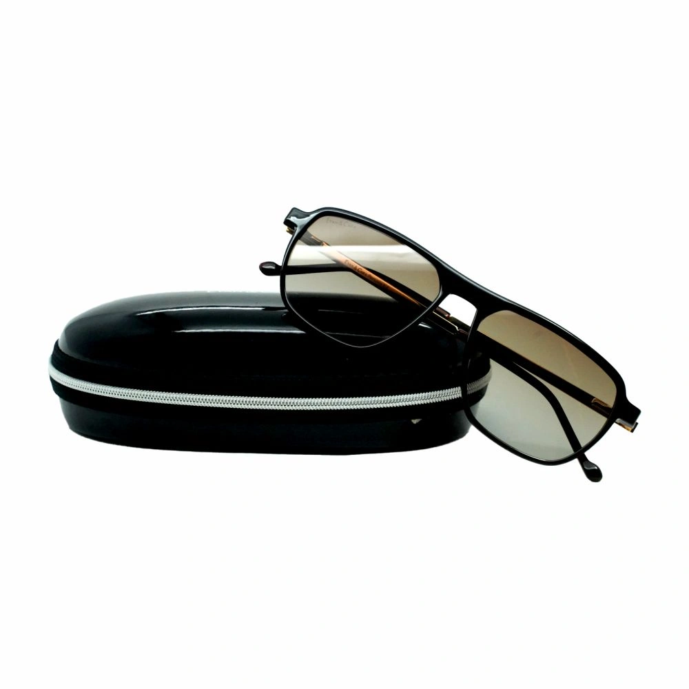 Black Aviator Polarized Sunglasses Brown Gradient with Box