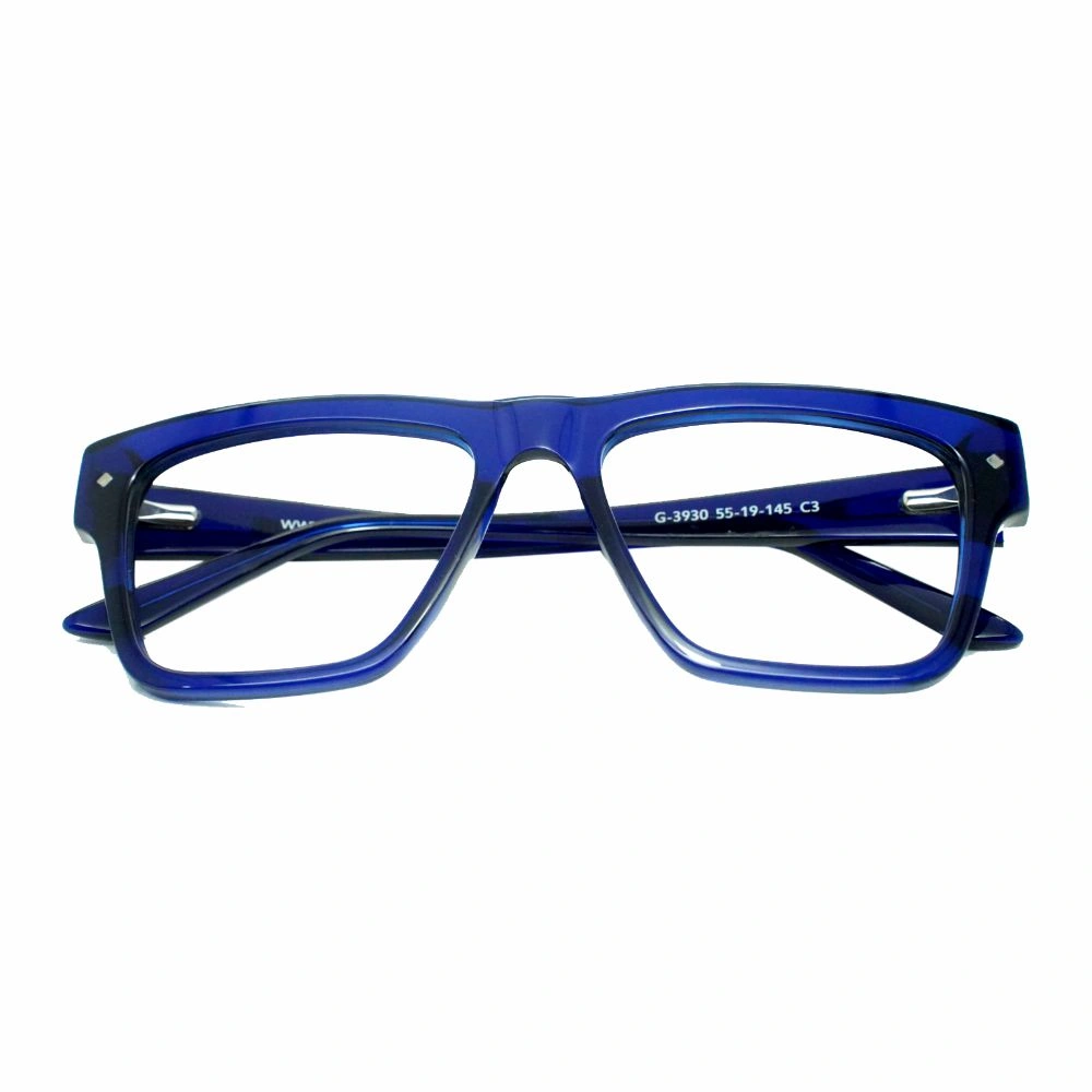 Bold Blue Rectangle Eyeglasses | Unisex Acetate Stylish Frames - Image 2