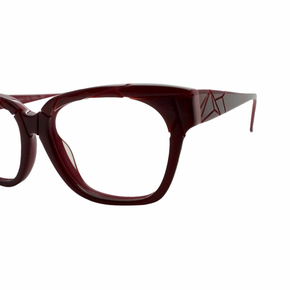 Unisex Bold Red Geometric Eyeglass Frame - Image 4
