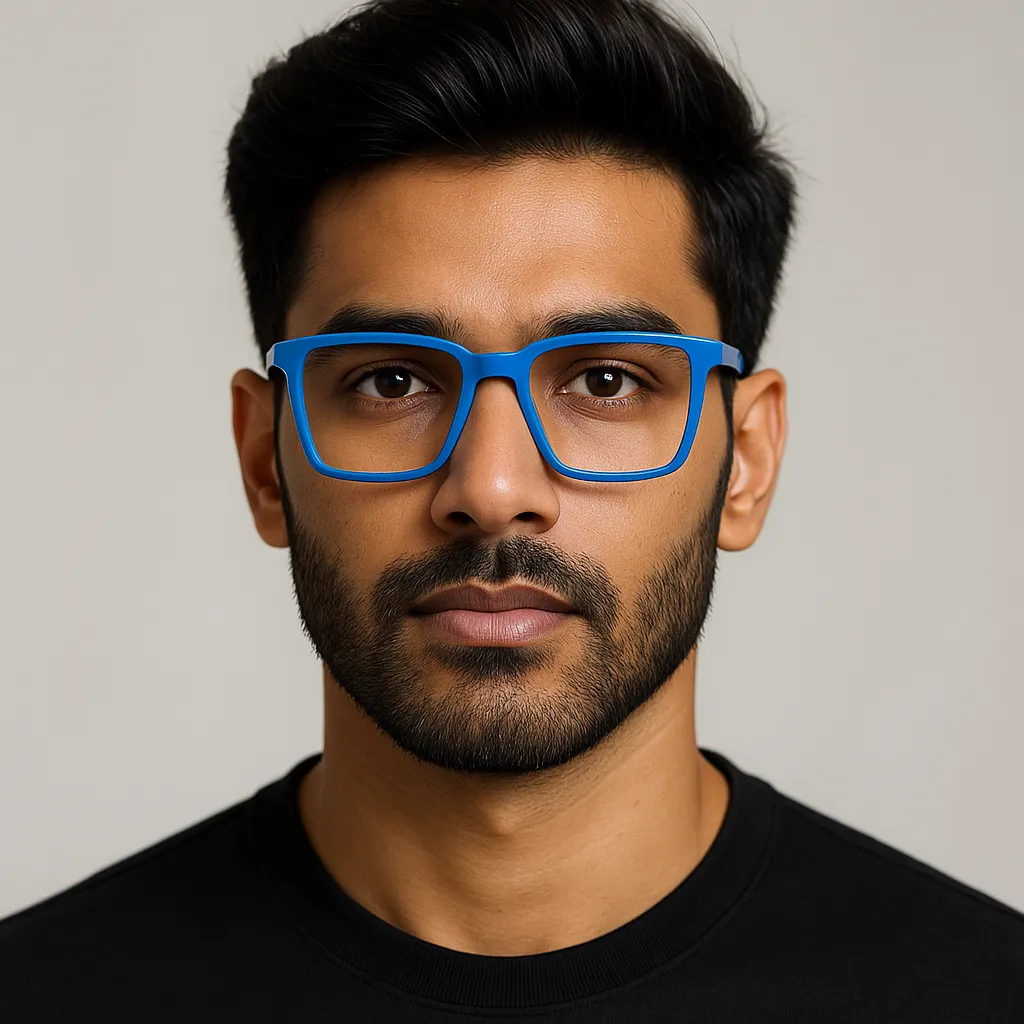 Bright Blue Square Eyeglasses - Image 2