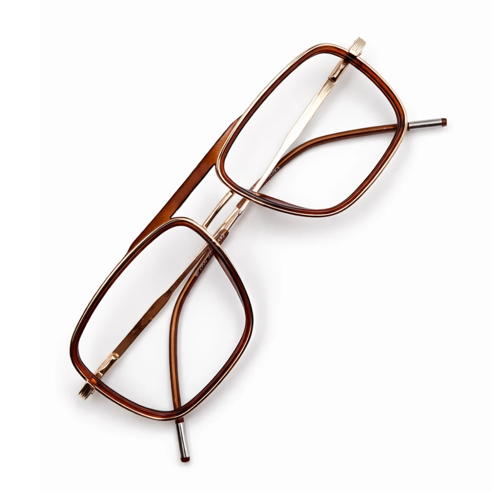 Retro Square Aviator Eyeglasses Brown Gold | Nayanva Premium Frame - Image 5