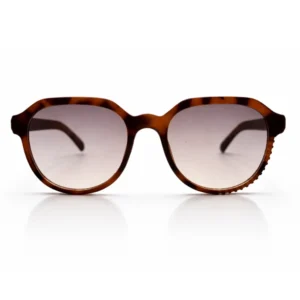 Retro Round Tortoise Shell Unisex Sunglasses with Gradient Lenses & Textured Frame Detail