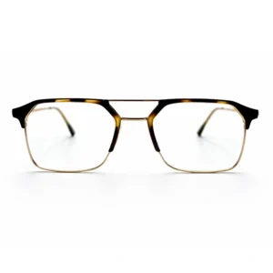 Nayanva Black Gold Geometric Premium Eyeglasses
