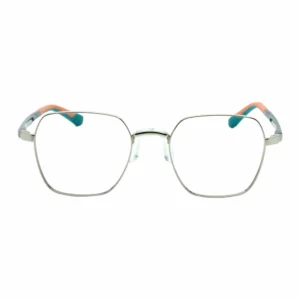 Modern Square Eyeglasses with Multicolor Temples – Unisex Metal Frame