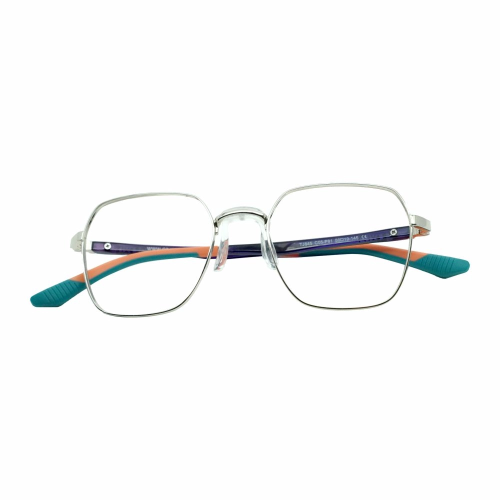 Modern Square Eyeglasses with Multicolor Temples – Unisex Metal Frame - Image 2