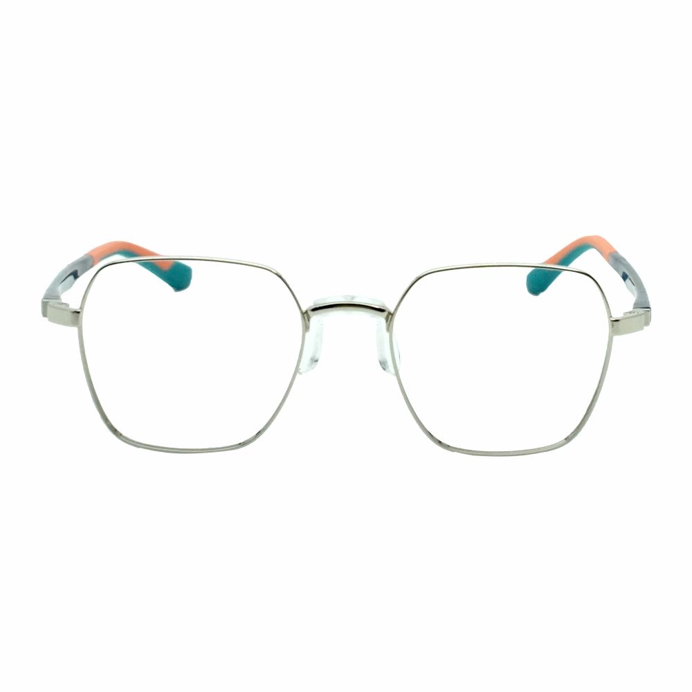 Modern Square Eyeglasses with Multicolor Temples – Unisex Metal Frame
