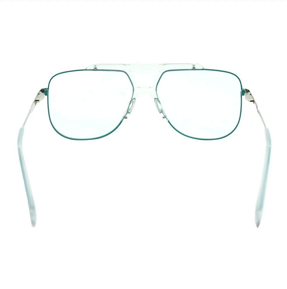 Retro Aviator Transparent Eyeglasses with Green Rim - Image 5
