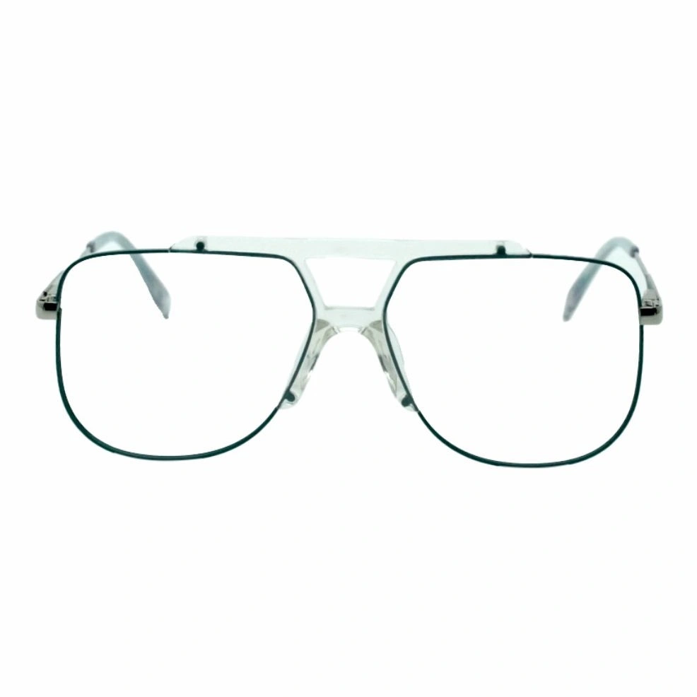 Retro Aviator Transparent Eyeglasses with Green Rim