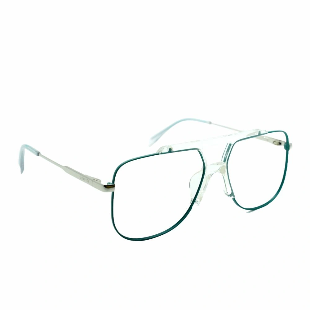 Retro Aviator Transparent Eyeglasses with Green Rim - Image 4